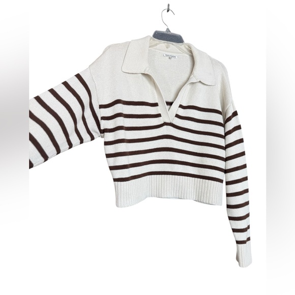 Reformation Francesco Rugby Collar Cropped Organic Cotton Sweater S - Picture 10 of 15